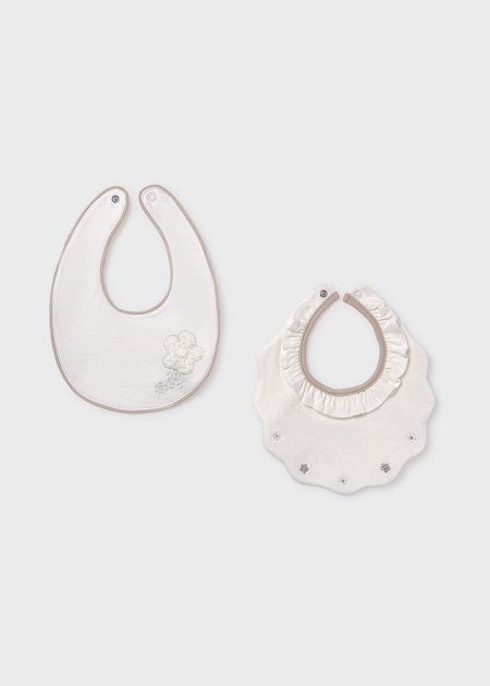 Set 2 bavaglini ricami impermeabili neonato