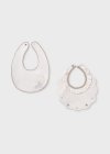 Set 2 bavaglini ricami impermeabili neonato