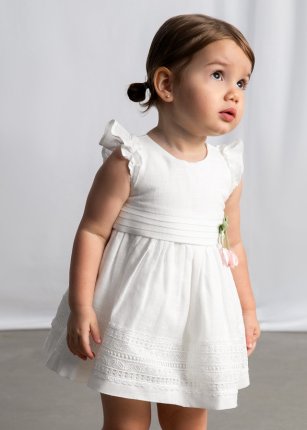 Vestito cinta guipur Ecrù 6-36 mesi | Mayoral