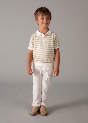Polo m/c tricot Ecrù-moka 2-9 anni | Mayoral