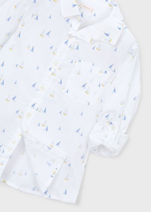 Camicia m/l lino B.co-olio 2-9 anni | Mayoral
