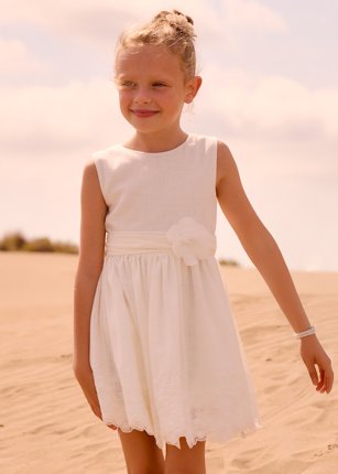 Vestito merletti Ecrù 2-9 anni | Mayoral