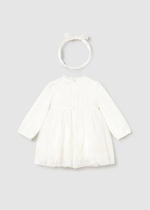 Vestito cerimonia tulle ricamato neonata