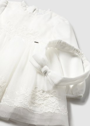 Vestito cerimonia tulle ricamato neonata