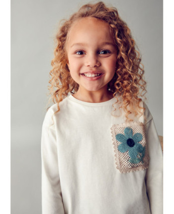 Maglietta tasca crochet bambina