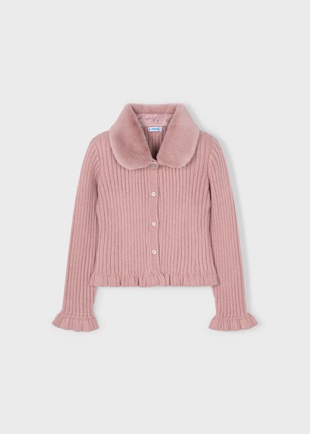 Cardigan colletto pellicciotto bambina