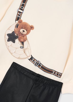 Completo leggings e felpa orso bambina